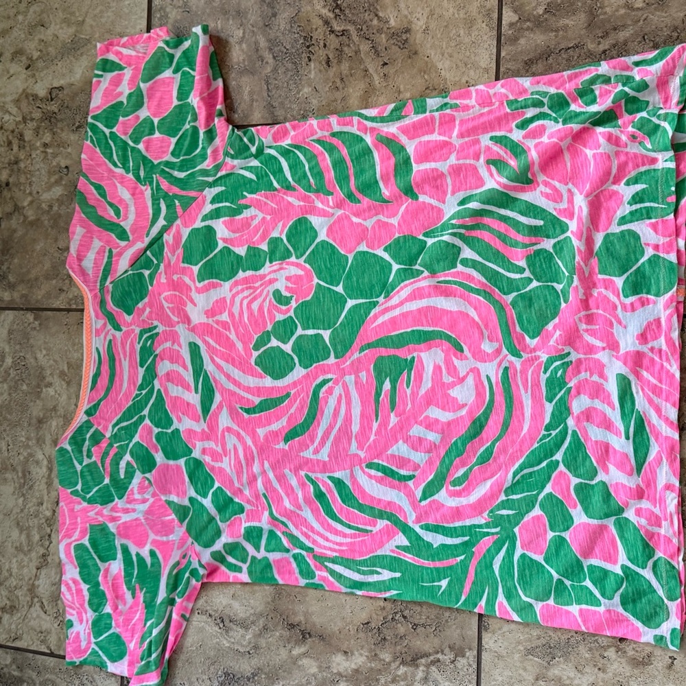 Lilly Pulitzer Pink and Green V‑Neck Floral Shift Dress - Picture 7 of 7